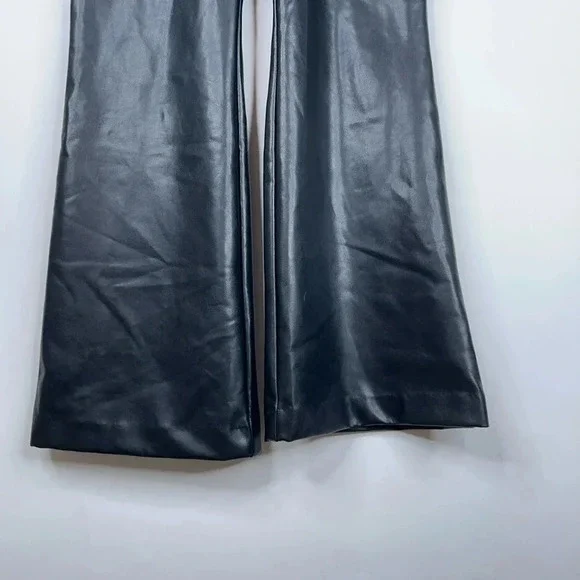 Abercrombie & Fitch Vegan Leather Black Pants Curve Love High Rise Flare Bootcut - Picture 4 of 11